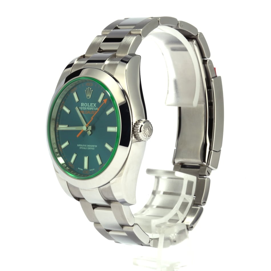 Rolex Milgauss 116400GV Green Sapphire Crystal Blue Dial
