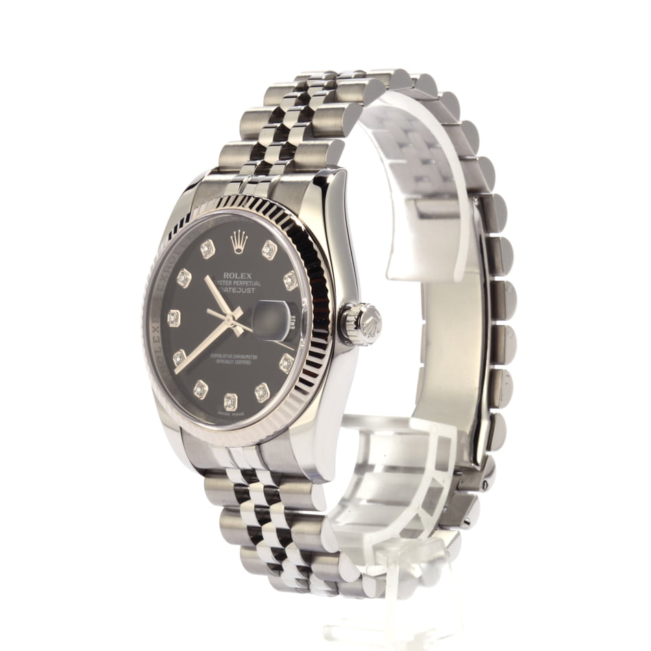 Rolex Datejust Black 116234 White Gold Bezel