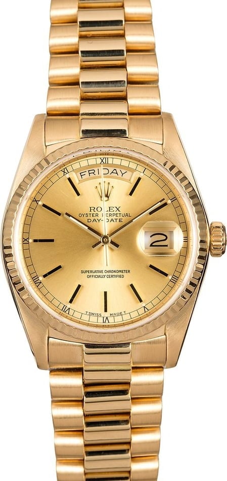 Pre-Owned Rolex Champagne President 18038 Index Dial