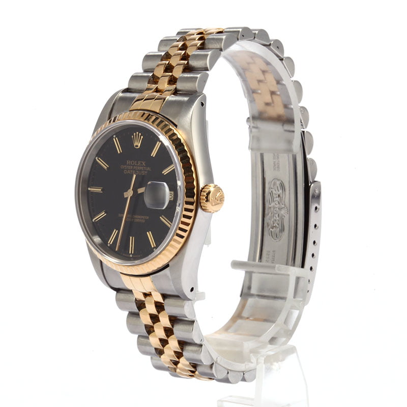 Datejust Rolex 16233 Black Dial Certified Pre Owned