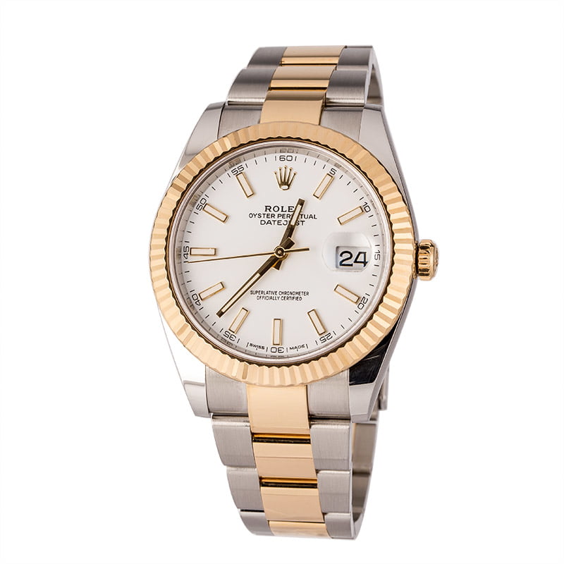 PreOwned Rolex Datejust 41 Ref 126333 White Luminous Index Dial