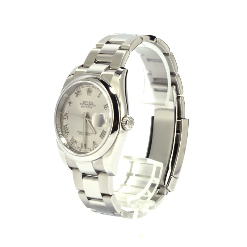 Pre-Owned Rolex Mens Datejust 116200 Silver Roman Dial