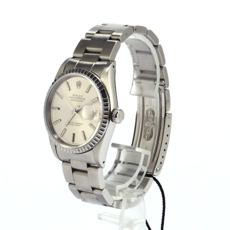 Pre-Owned 36MM Rolex Datejust 16220 Engine Turned Bezel