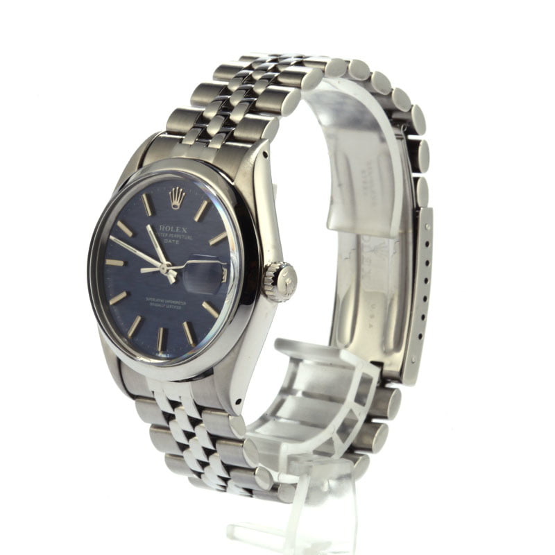 Pre-Owned Role Date 1500 Blue Textured Dial