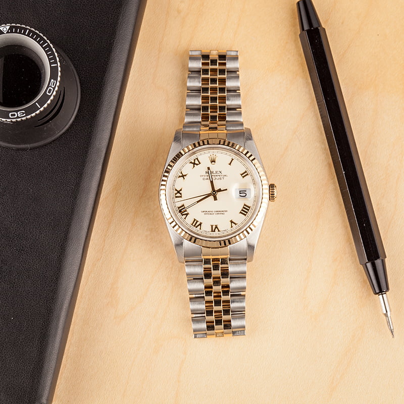 Pre-Owned Rolex Datejust 16233 Ivory Roman Dial