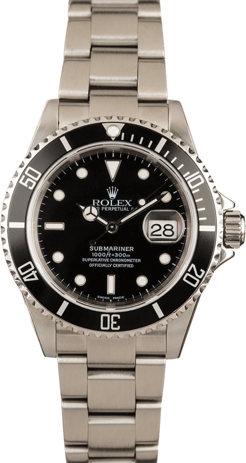 Rolex Submariner 16610 No Holes Watch