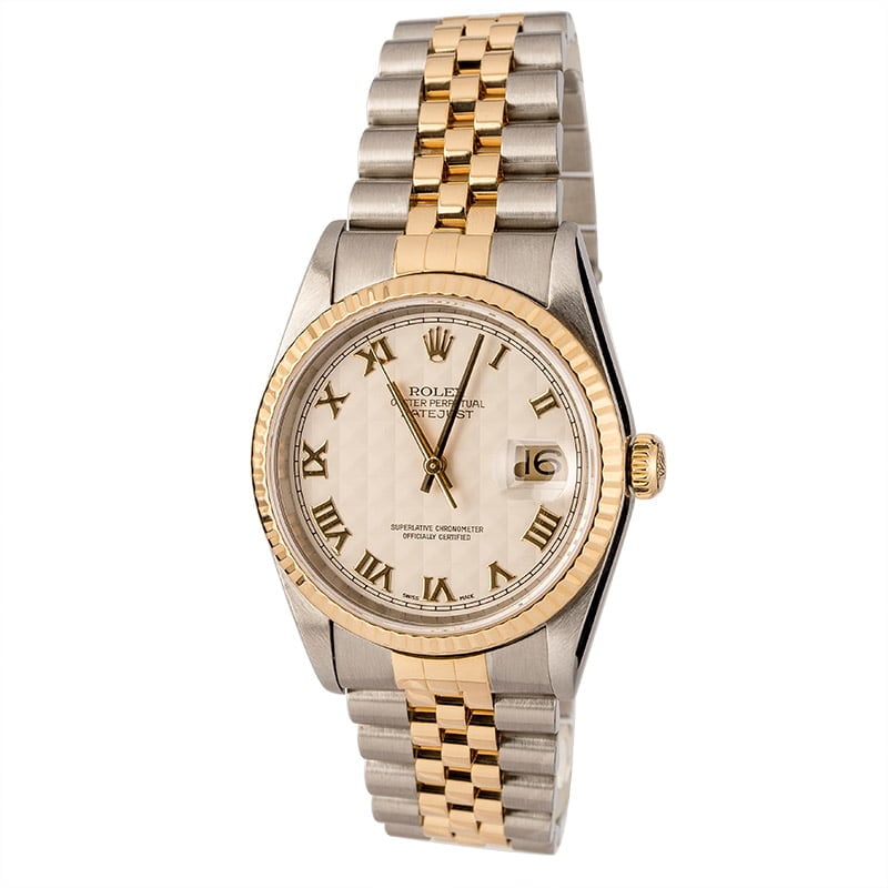 Rolex Datejust Ivory Pyramid 16233 Roman Dial