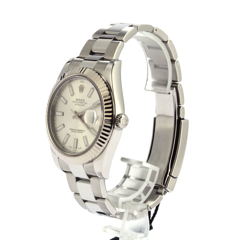 Pre-Owned Rolex Datejust II Silver Dial 116334 Fluted Bezel