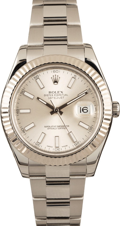 Pre-Owned Rolex Datejust II Silver Dial 116334 Fluted Bezel