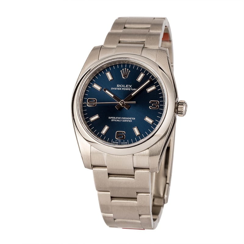 Unworn Rolex Oyster Perpetual 114200 Blue Arabic