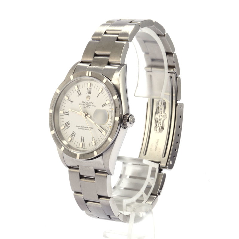 Pre-Owned Rolex Oyster Perpetual Date 15210 White Roman Dial