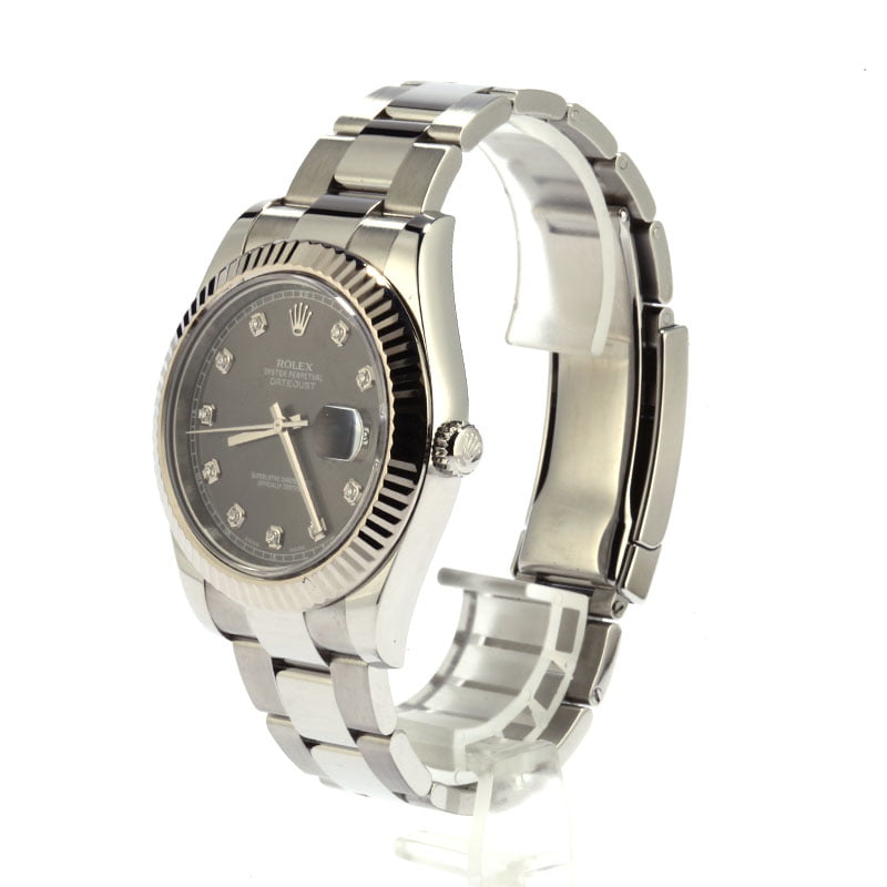 Pre-Owned 41MM Rolex Datejust 116334 Rhodium Diamond Dial