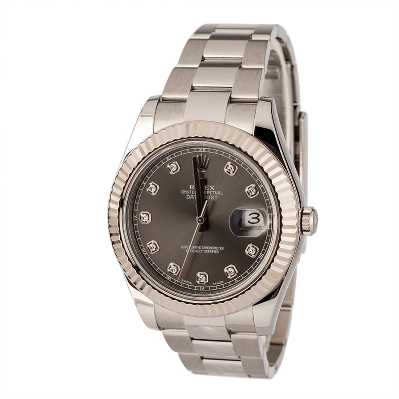 Pre-Owned 41MM Rolex Datejust 116334 Rhodium Diamond Dial