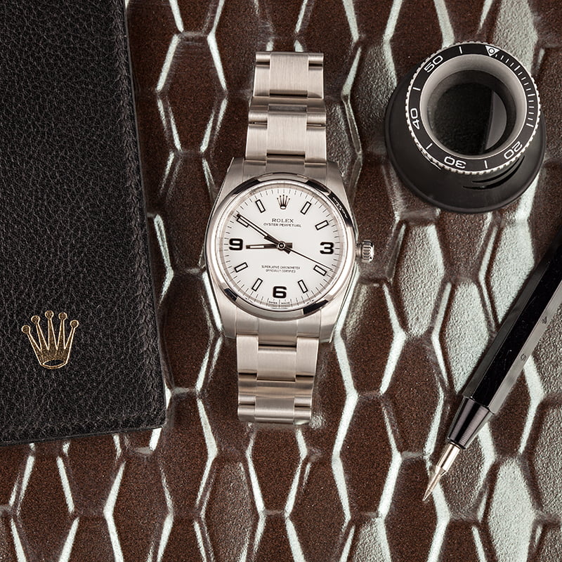 Unworn Rolex Oyster Perpetual 114200 White Dial
