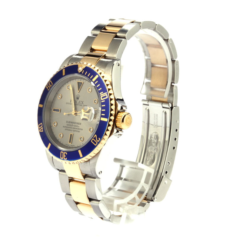 Rolex Submariner 16613 Serti Dial Silver