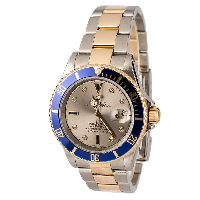 Rolex Submariner 16613 Serti Dial Silver