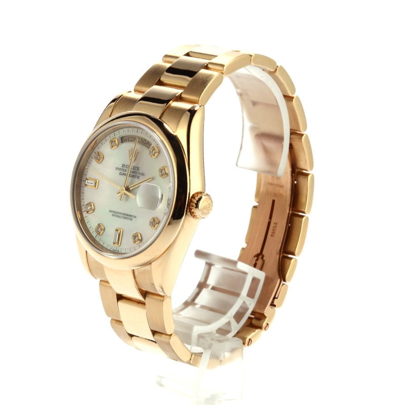 Pre-Owned Rolex Day-Date 118208 MOP Diamond Dial