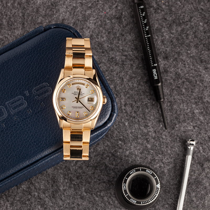 Pre-Owned Rolex Day-Date 118208 MOP Diamond Dial