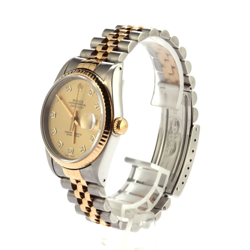Rolex Datejust 16233 Champagne Diamond Dial Watch