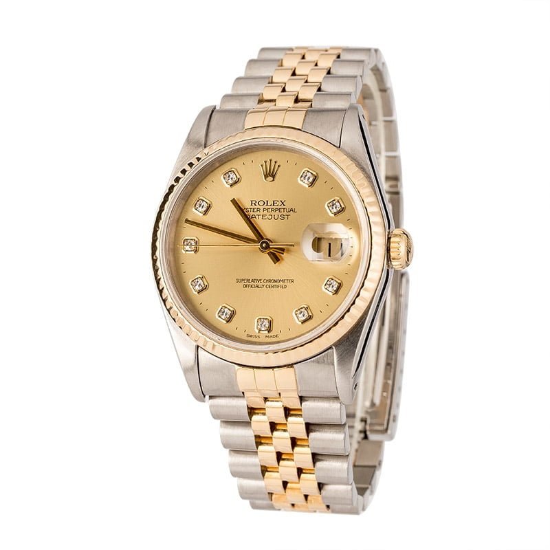 Rolex Datejust 16233 Champagne Diamond Dial Watch