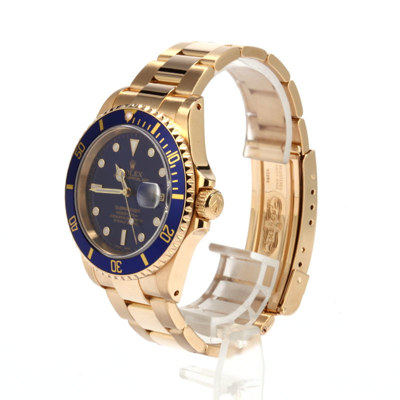 18k Yellow Gold Submariner 16618 Certified Pre Owned