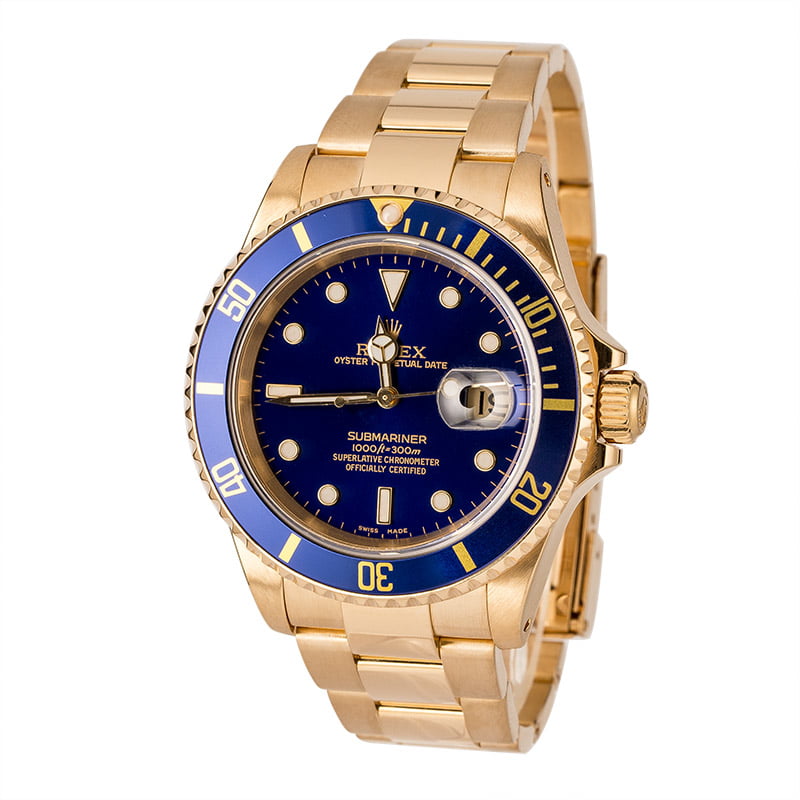 18k Yellow Gold Submariner 16618 Certified Pre Owned