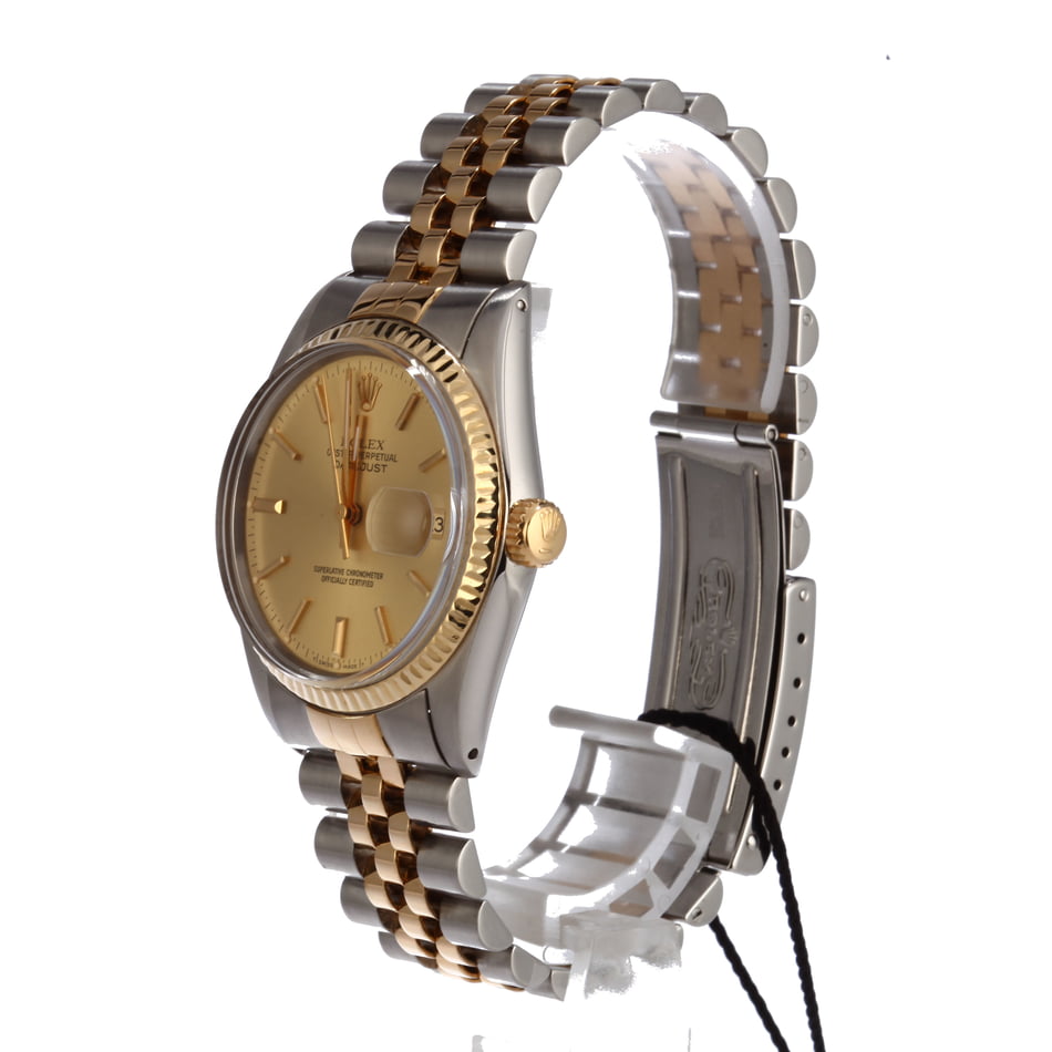 Pre-Owned Rolex Datejust 16013 Champagne Dial Fluted Bezel