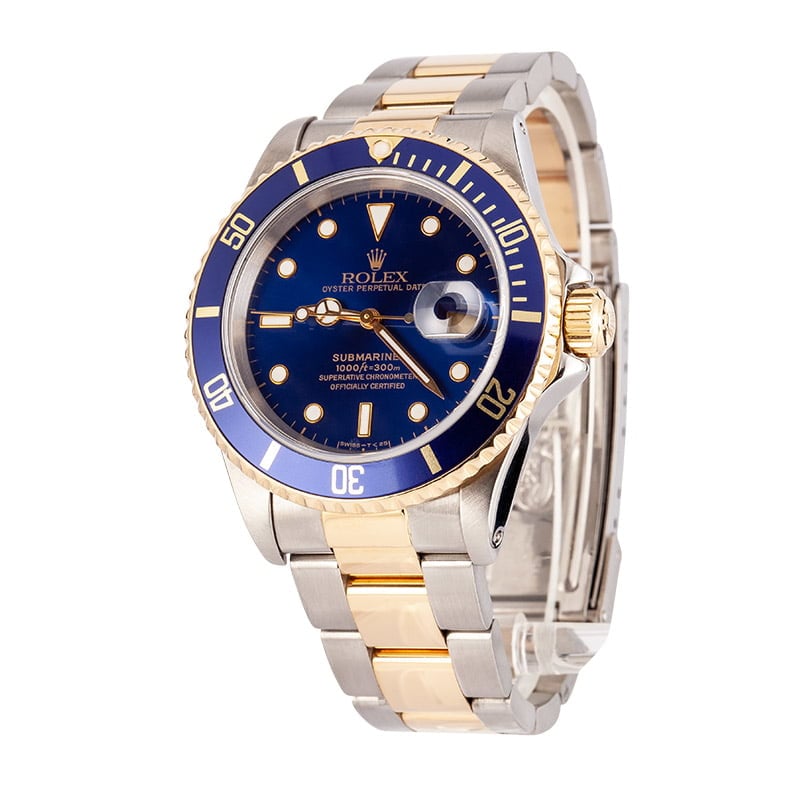 Rolex Steel and Gold Blue Submariner 16613