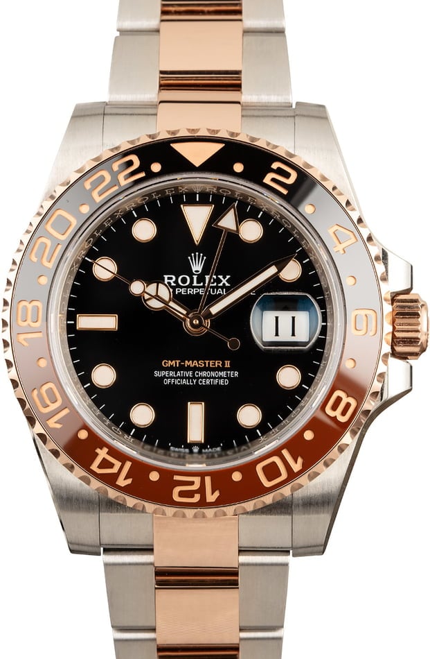 rolex gmt two tone rose gold
