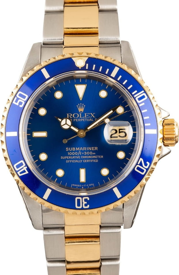 rolex submariner gold steel blue