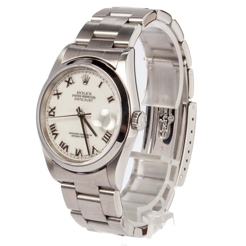 Rolex Datejust 16200 White Dial Steel Oyster