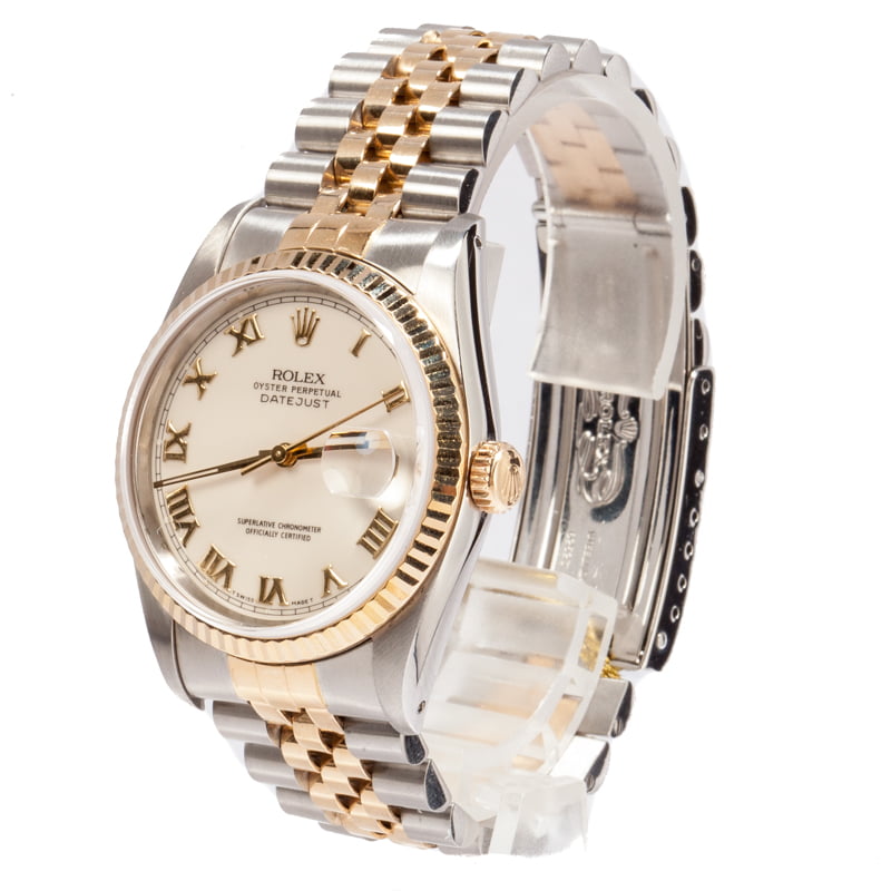 Pre Owned White Roman Dial Rolex Datejust 16233