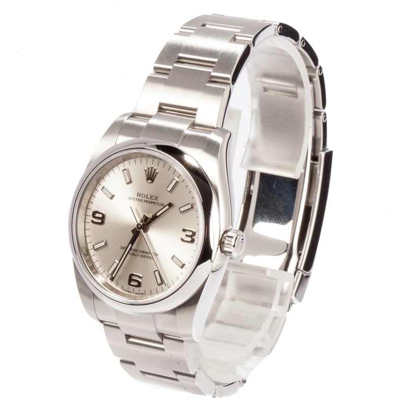 Used Rolex Oyster Perpetual 114200 Silver Arabic Dial