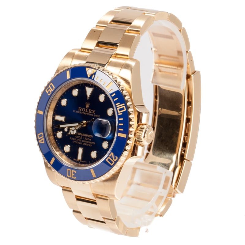 Used Rolex Yellow Gold Submariner 116618 Blue Dial
