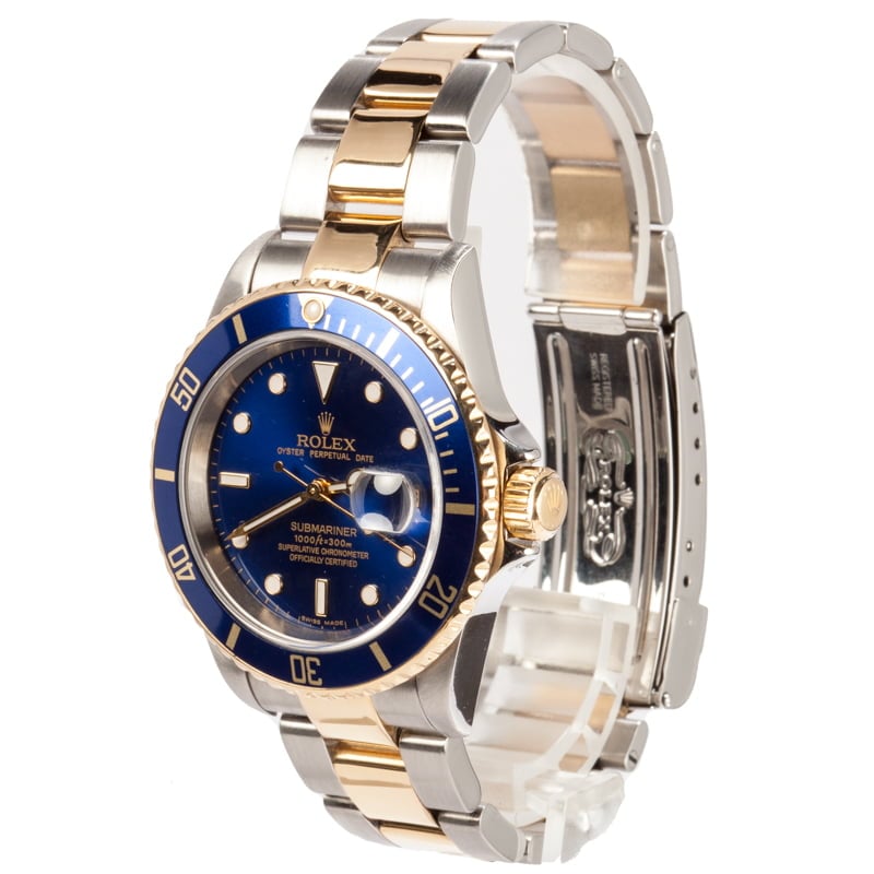 Pre Owned Rolex Submariner Two Tone 16613 Blue Dial