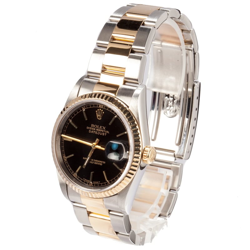 Used Rolex Two Tone Datejust 16233 Black Index Dial