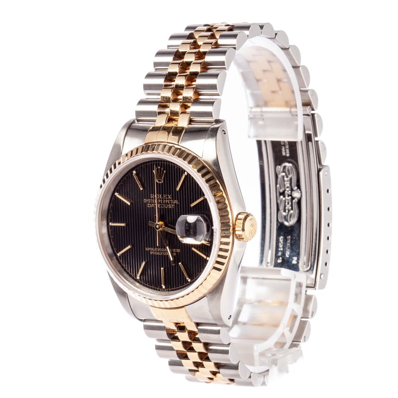 Pre-Owned Rolex Datejust 16233 Black Tapestry Dial