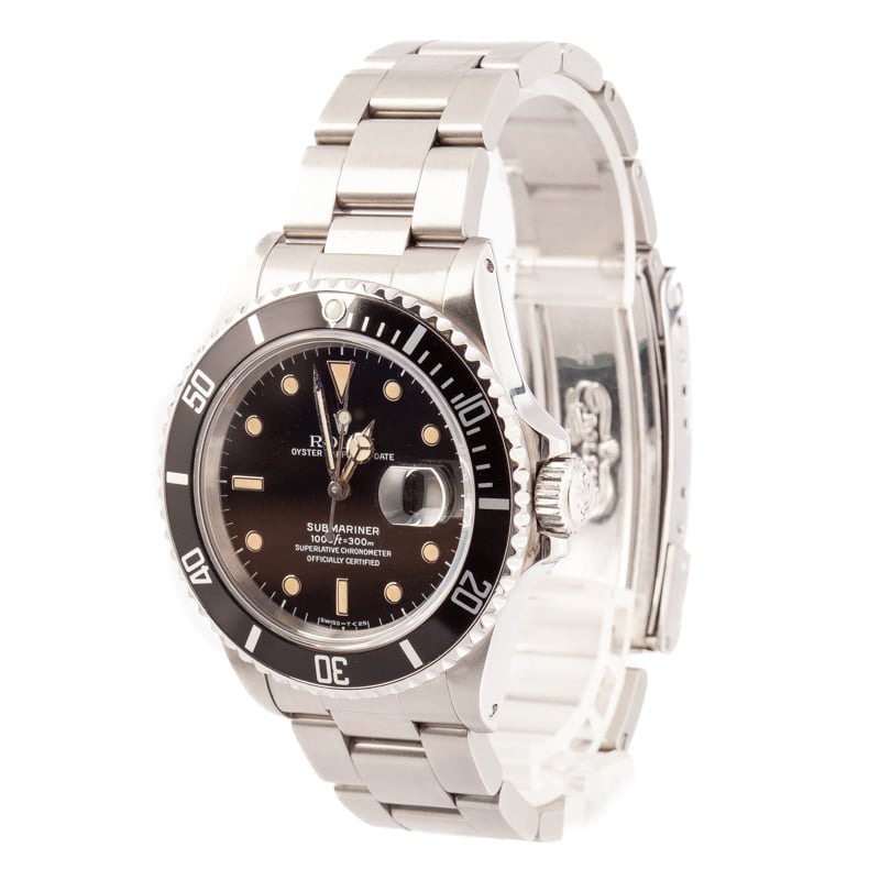 Pre Owned Rolex Submariner 168000 Black Dial