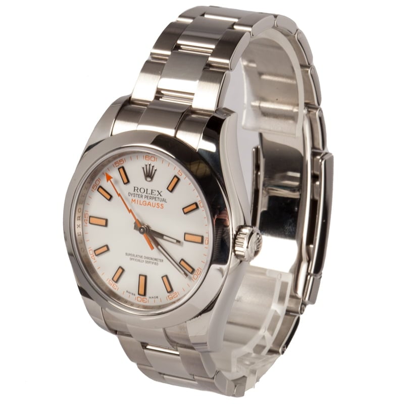 Milgauss Rolex 116400 White & Orange Dial