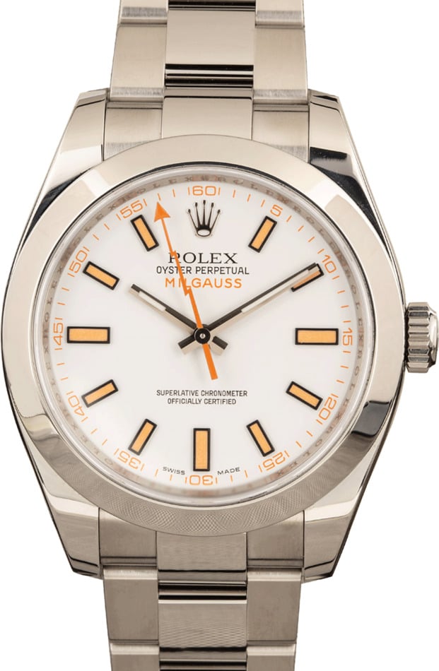 Milgauss Rolex 116400 White & Orange Dial