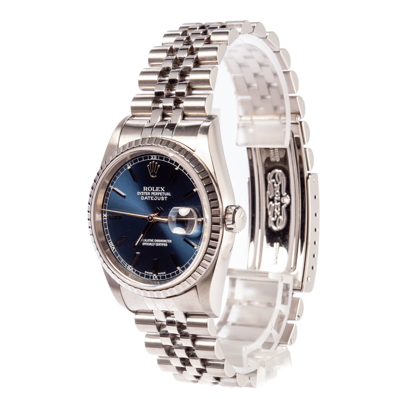 Rolex Steel Datejust 16220 Blue Dial