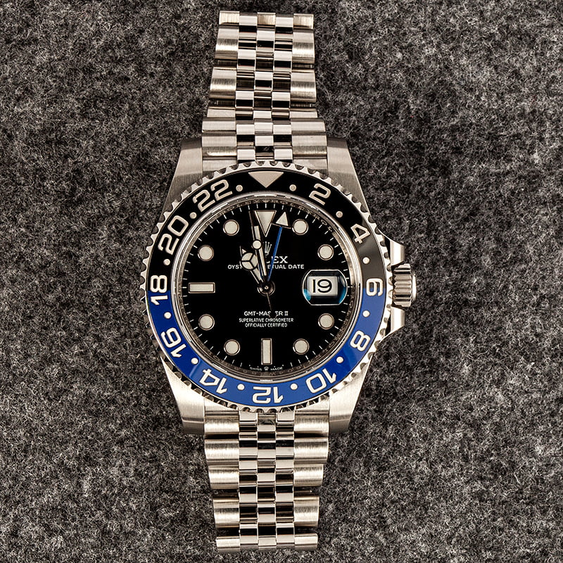 Pre-Owned Rolex Stainless Steel Jubilee 'Batman' GMT-Master 126710BLNR