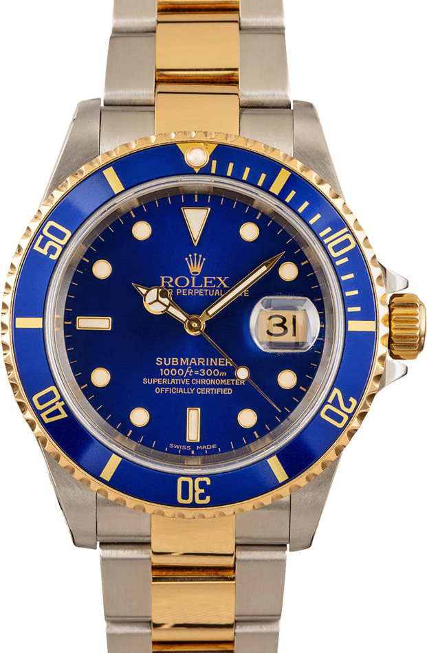Blue Rolex Submariner 16613 Two Tone Oyster