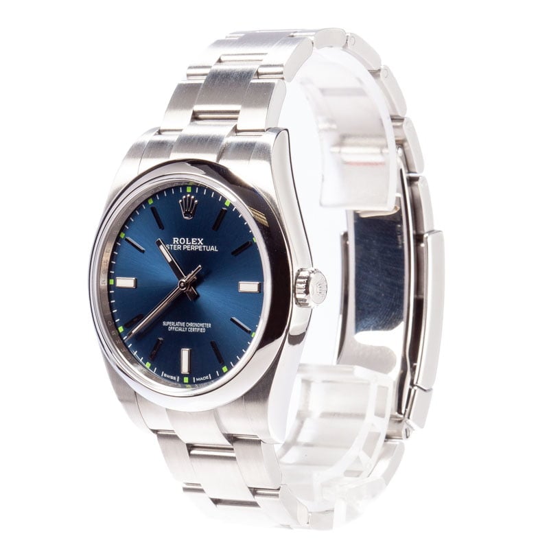 Pre Owned Blue Dial Rolex Oyster Perpetual 114300