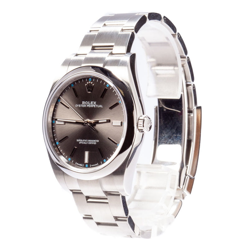 PreOwned Rolex Oyster Perpetual 114300 Dark Rhodium Index Dial