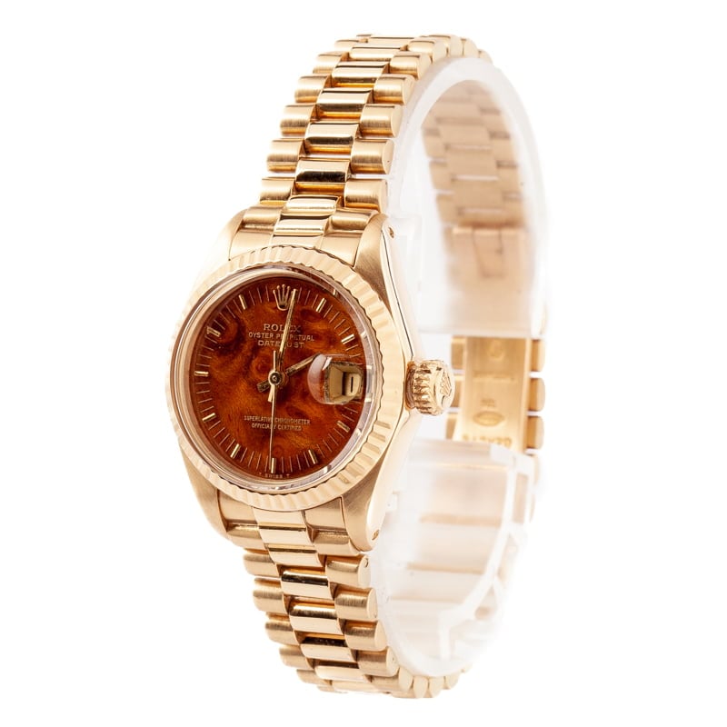 Ladies Rolex President 6917 Wood Dial