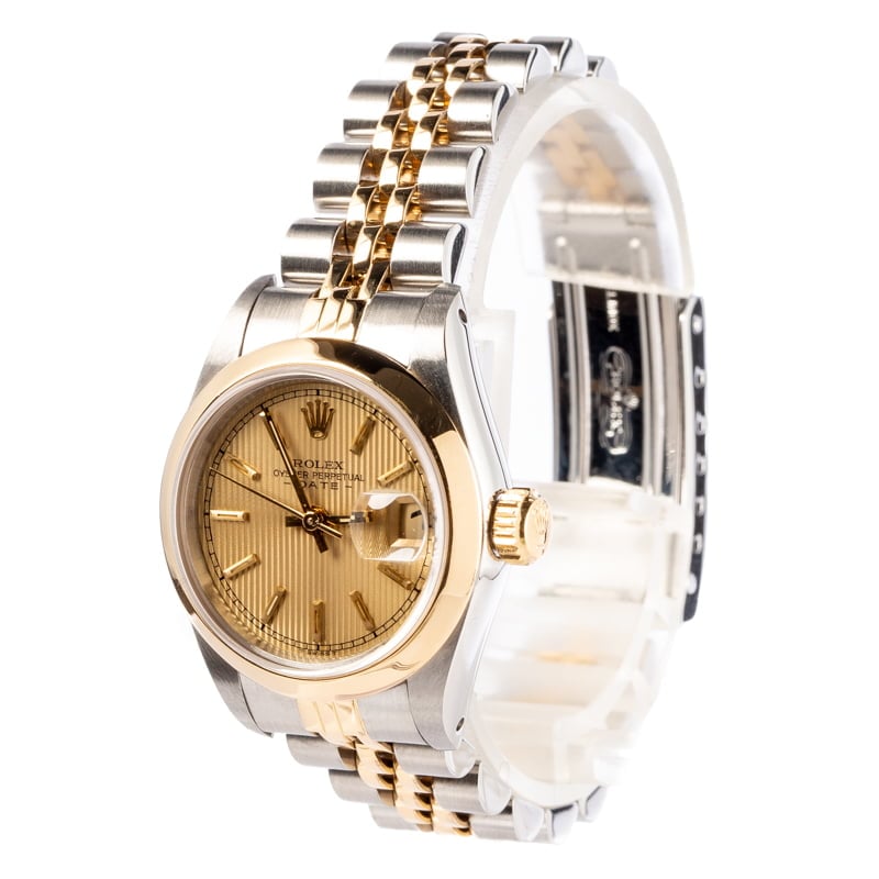 Ladies Rolex Date 69163 Champagne Tapestry Dial