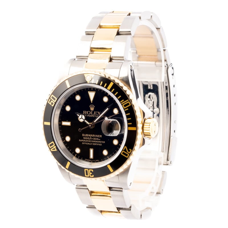 Mens Rolex Submariner 16613 Black Insert