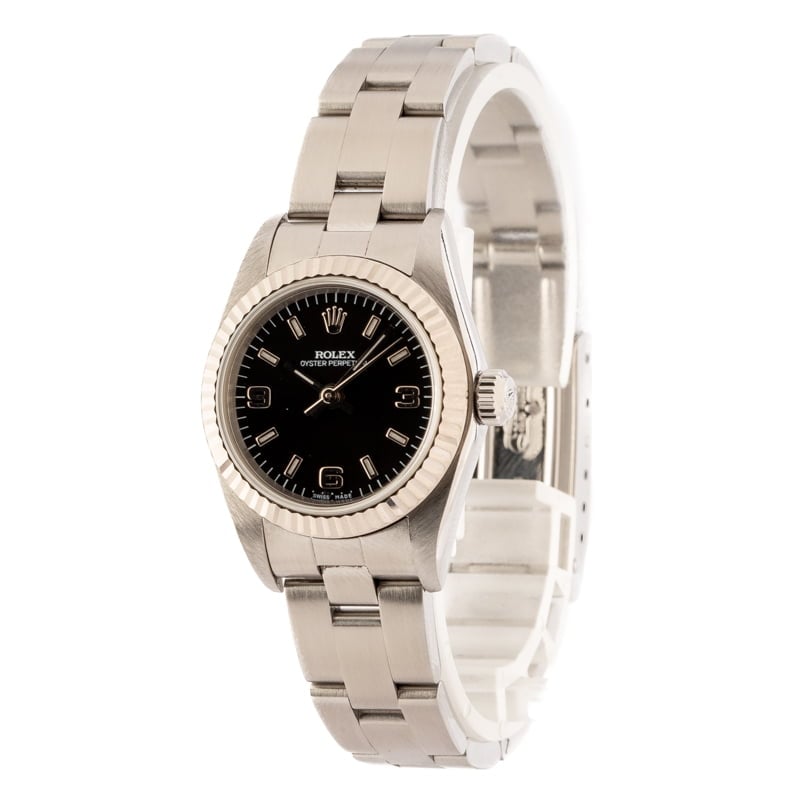 Ladies Rolex Oyster Perpetual 76094 Black Dial