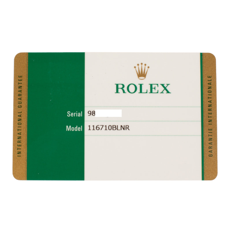 Rolex warranty card 2025 2019